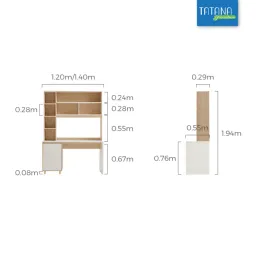 [FREESHIP HCM] Bàn Học, Bàn Làm Việc Liền Kệ Sách Gỗ MDF Tatana BH005 - Có Thiết Kế Theo Yêu Cầu