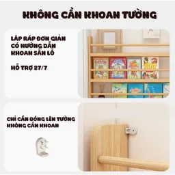 Giá Để Sách Treo Tường Không Cần Khoan Tường Cho Bé Hình Ngôi Nhà Kích Thước Lớn - Tạo Không Gian Kích Thích Đọc Sách Cho Trẻ