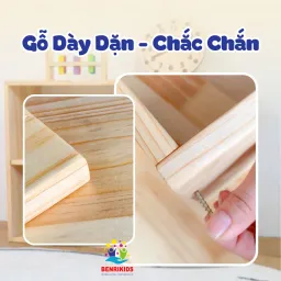 Tủ Để Sách Đồ Chơi 4 Tầng Cho Bé, Kệ Sách Chất Liệu Gỗ Thông Nhập Khẩu Dày Dặn, Kệ Đa Năng Trang Trí Phòng Học