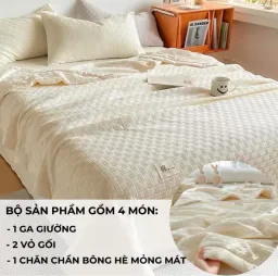 Bộ Chăn Ga Gối Đũi Gân Nhật Mềm Mại Thoáng Khí Cao Cấp An Như Bedding