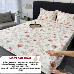 Bộ Ga Gối Lụa Thái 3 Món 1 Ga 2 Vỏ Gối Nằm An Như Bedding - Nhiều Mẫu Đẹp, Nhiều Size