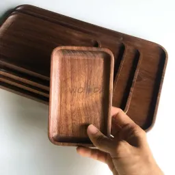 Khay Gỗ Óc Chó (Walnut) Hình Chữ Nhật Nguyên Khối Cao Cấp Nhiều Kích Thước