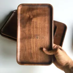 Khay Gỗ Óc Chó (Walnut) Hình Chữ Nhật Nguyên Khối Cao Cấp Nhiều Kích Thước