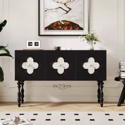 Tủ Console - Kệ Tủ Tivi Gỗ, Đá Xà Cừ Chân Tiện Phong Cách Đông Dương Indochine