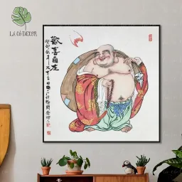 7 Mẫu Tranh Canvas Phật Di Lặc Vuông 50x50Cm, Mang Lại An Lành, May Mắn, Tài Lộc