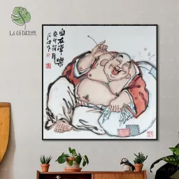 7 Mẫu Tranh Canvas Phật Di Lặc Vuông 50x50Cm, Mang Lại An Lành, May Mắn, Tài Lộc