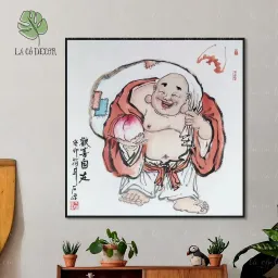 7 Mẫu Tranh Canvas Phật Di Lặc Vuông 50x50Cm, Mang Lại An Lành, May Mắn, Tài Lộc