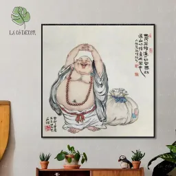 7 Mẫu Tranh Canvas Phật Di Lặc Vuông 50x50Cm, Mang Lại An Lành, May Mắn, Tài Lộc