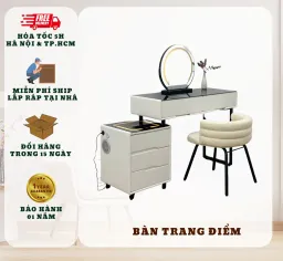 Bàn Trang Điểm Thông Minh T90 MD4, Sạc Không Dây, Loa Bluetooth, Gương Đèn Led Cảm Ứng 3 Màu, Nhập Khẩu Cao Cấp Hiện Đại