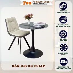 Bàn Tròn Tulip Nhập Khẩu Mặt Đá Hoặc Gỗ T90, Phù Hợp Ban Công Căn Hộ Chung Cư, Uống Trà, Khách Sạn, Quán Cafe, Đàm Phán