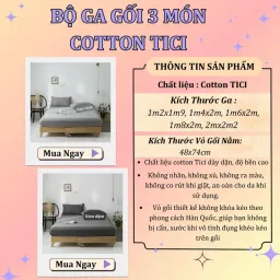 Bộ Ga Gối Cotton Tici 3 Món, 1 Ga Trải Giường + 2 Vỏ Gối An Như Bedding