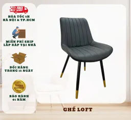 Ghế Ăn Bọc Da Pu T90 LOFT Sọc, Chân Sắt Sơn Tĩnh Điện, Nhập Khẩu Cao Cấp Hiện Đại, Phù Hợp Căn Hộ Chung Cư Gia Đình