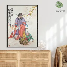 Tranh Thần Tài Hút Tài Lộc, Vượng Khí - Kích Thước 40x60 / 50x70cm - Nhiều Mẫu