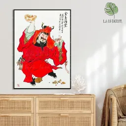 Tranh Thần Tài Hút Tài Lộc, Vượng Khí - Kích Thước 40x60 / 50x70cm - Nhiều Mẫu