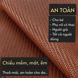 Chiếu Mây Điều Hòa Lót Lụa LANSIT EmmiBedding M6 M8 2M, Chiếu Điều Hòa Sợi Mây Tự Nhiên (Tặng Kèm Túi)