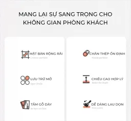 Bàn Trà Sofa Phòng Khách Chân Sắt Sơn Tĩnh Điện Thương Hiệu ILUMIA - GM135