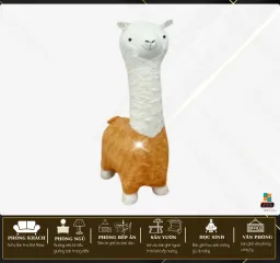 Ghế Đồ Chơi Lạc Đà Alpaca YOLO Trẻ Em Có Bánh Xe, Khung Gỗ Thông Hàng Nhập Khẩu Cao Cấp Hiện Đại