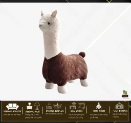 Ghế Đồ Chơi Lạc Đà Alpaca YOLO Trẻ Em Có Bánh Xe, Khung Gỗ Thông Hàng Nhập Khẩu Cao Cấp Hiện Đại