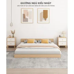 Giường Đôi Bệt, Pallet Gỗ Giường 2m Gỗ MDF Phủ Melamine Tháo Lắp Decor Phòng Thương Hiệu ILUMIA - GP310