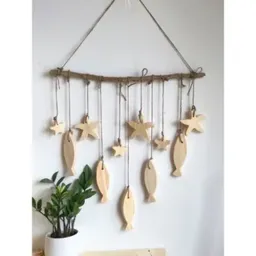 Set Dreamcatcher Cá Gỗ Và Sao Biển Từ Gỗ Thông Trang Trí Phòng Bé, Decor Nhà Cửa