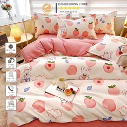 Bộ Chăn Ga Gối Cotton Poly Emmibedding Phong Cách Hàn Quốc Drap Giường Cotton Hot Trend (Không Kèm Ruột)