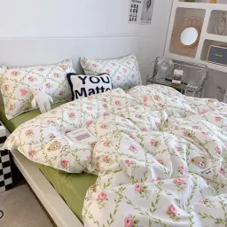 Bộ Chăn Ga Gối Cotton Poly Emmibedding Phong Cách Hàn QuốC Drap Giường Cotton Hot Trend (Không Kèm RuộT) Bst6