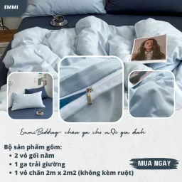 Bộ Chăn Ga Gối Emmidecor Miễn Phí Bo Chun, Chất Liệu Cotton Thoáng Mát, Mềm Mịn