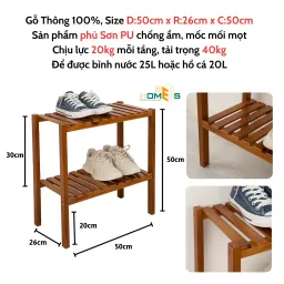 Kệ Giày Gỗ 2 Tầng 50cm