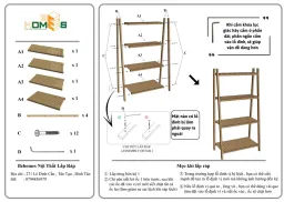 Kệ Sách Đa Năng 4 Tầng Mặt Nan