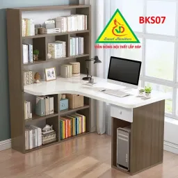 Bàn Làm Việc, Bàn Học Khung Sắt Mặt Gỗ BKS07 - VĐ Smart Furrniture NỘI THẤT LẮP RÁP VIENDONGADV