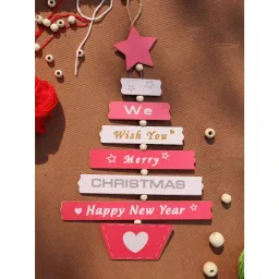 Set Chữ Mery Chrismas Và Happy New Year Hình Cây Thông Bằng Gỗ Vẽ Tay Treo Tường, Decor Noel