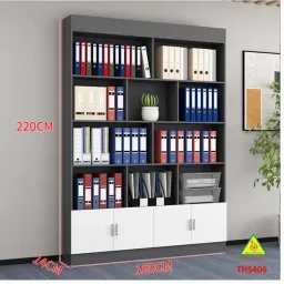 Tủ Hồ Sơ, Tủ Tài Liệu, Tủ Văn Phòng Gỗ MDF THS406 - VĐ Smart Furrniture NỘI THẤT LẮP RÁP VIENDONGADV