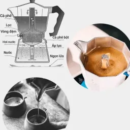 Ấm Pha Cà Phê Moka Pot 150ML, 300ML Đun Bếp Điện Phong Cách Ý, Bình Pha Cà Phê Espresso Siêu Tốc Cao Cấp