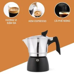 Ấm Pha Cà Phê Moka Pot 150ML, 300ML Đun Bếp Điện Phong Cách Ý, Bình Pha Cà Phê Espresso Siêu Tốc Cao Cấp