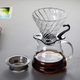 Bình Thủy Tinh Kèm Phễu V60 Pha Cà Phê Pour Over 360ML