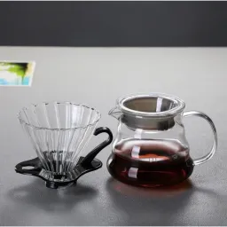 Bình Thủy Tinh Kèm Phễu V60 Pha Cà Phê Pour Over 360ML