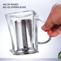 Bộ Ấm Trà 6 Chén Lõi Lọc Inox 304, Bình Pha Trà Đáy Vuông Chịu Nhiệt 750ml - 950ml