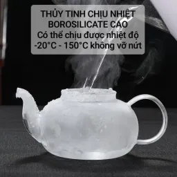 Bộ Ấm Trà 6 Chén Thủy Tinh Lõi Lọc Pha Trà Chịu Nhiệt Có Quai Nhỏ 600ML