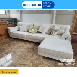 Bộ Sofa Góc L Nỉ H20L2 H2 Furniture VảI Nỉ Mềm Mại Kết Hợp Đệm Êm Ái Đàn Hồi Sofa Cho Phòng Khách, Phòng Chờ