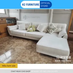 Bộ Sofa Góc L Nỉ H20L2 H2 Furniture VảI Nỉ Mềm Mại Kết Hợp Đệm Êm Ái Đàn Hồi Sofa Cho Phòng Khách, Phòng Chờ