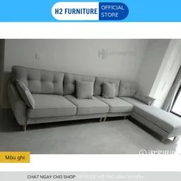 Bộ Sofa Góc L Nỉ H20L2 H2 Furniture VảI Nỉ Mềm Mại Kết Hợp Đệm Êm Ái Đàn Hồi Sofa Cho Phòng Khách, Phòng Chờ