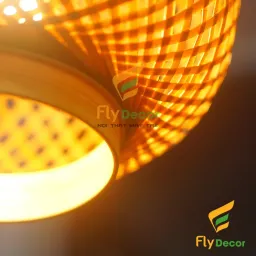 Chao Đèn Mây Tre Thả Trần Trang Trí, Lồng Đèn Treo Tết Hình Tròn Cao Cấp (Hàng Xuất Khẩu) - Flydecor