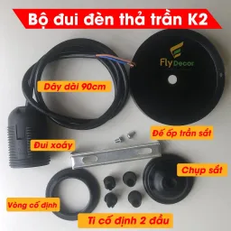 Dây Đui Đèn Thả Kèm Đế Ốp Trần Trang Trí E27, Đui Xoáy, Đèn Liền Dây Dài 90cm