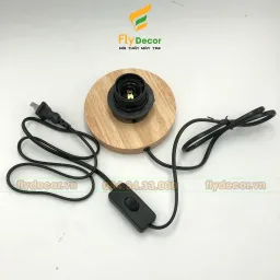 Đế Gỗ Đèn Bàn, Đèn Ngủ Liền Dây 1,5m Và Công Tắc Bật Tắt Phong Cách Retro