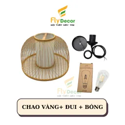 Đèn Lồng Mây Tre Thả Trần Hình Chiếc Tum - Trang Trí Quán Cafe, Phòng Khách, Nhà Hàng - Flydecor