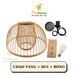 Đèn Mây Tre, Chao Đèn Tre Trang Trí, Đèn Lồng Thả Trần, Đèn Ngủ, Đèn Quán Cafe Hình Chụp Lõi Hoa (Hàng Xuất Khẩu)