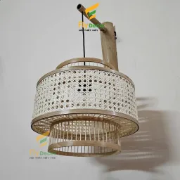 Đèn Mây Tre Đan Thả Trần Cao Cấp Hình Đèn Kéo Quân, Chao Đèn Trang Trí Quán Cafe, Phòng Ngủ, Quán Cafe - Flydecor