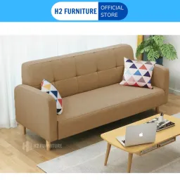 [FREESHIP HÀ NỘI] Ghế Văng Sofa Nỉ H2, Chất Liệu Khung Gỗ Tự Nhiên Đệm Mút Đàn Hồi Bọc Vải Nỉ