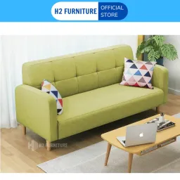 [FREESHIP HÀ NỘI] Ghế Văng Sofa Nỉ H2, Chất Liệu Khung Gỗ Tự Nhiên Đệm Mút Đàn Hồi Bọc Vải Nỉ