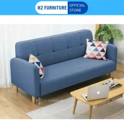 [FREESHIP HÀ NỘI] Ghế Văng Sofa Nỉ H2, Chất Liệu Khung Gỗ Tự Nhiên Đệm Mút Đàn Hồi Bọc Vải Nỉ